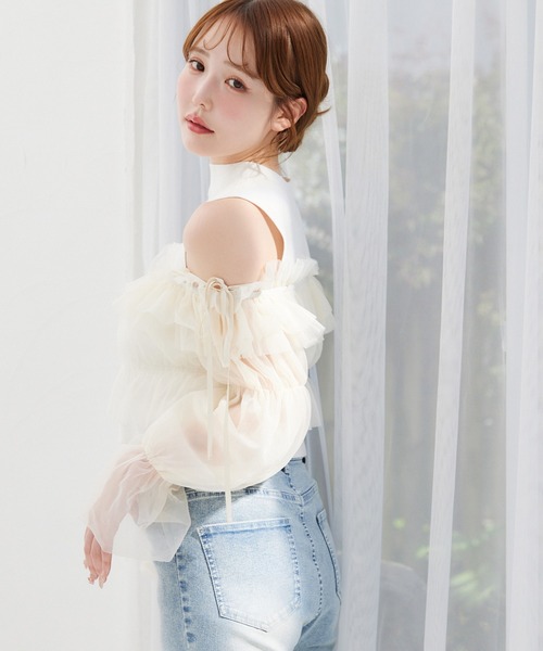 one after another NICE CLAUP(ワンアフターアナザーナイスクラップ)の「ブラウス×ニットアンサンブル(アンサンブル・レディース・ネイビー系/ホワイト系その他/ブルー系その他・FREE)」の6枚目の写真