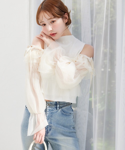 one after another NICE CLAUP(ワンアフターアナザーナイスクラップ)の「ブラウス×ニットアンサンブル(アンサンブル・レディース・ネイビー系/ホワイト系その他/ブルー系その他・FREE)」の7枚目の写真