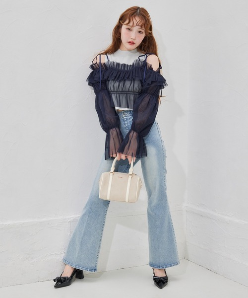 one after another NICE CLAUP(ワンアフターアナザーナイスクラップ)の「ブラウス×ニットアンサンブル(アンサンブル・レディース・ネイビー系/ホワイト系その他/ブルー系その他・FREE)」の9枚目の写真