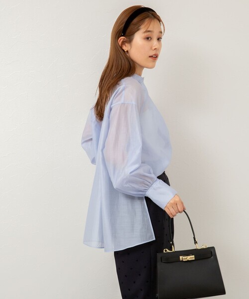 NOLLEY’S(ノーリーズ)の「バンドカラーシアーブラウス(シャツ/ブラウス・レディース・ベージュ/ネイビー/サックスブルー/イエロー・38)」の13枚目の写真