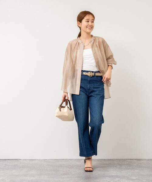 NOLLEY’S(ノーリーズ)の「バンドカラーシアーブラウス(シャツ/ブラウス・レディース・ベージュ/ネイビー/サックスブルー/イエロー・38)」の15枚目の写真