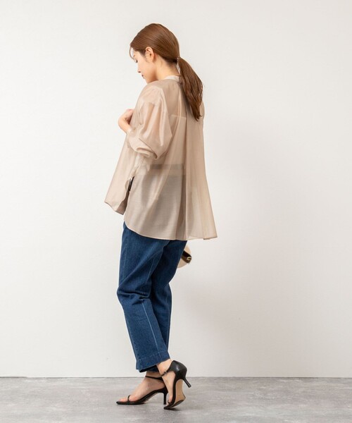 NOLLEY’S(ノーリーズ)の「バンドカラーシアーブラウス(シャツ/ブラウス・レディース・ベージュ/ネイビー/サックスブルー/イエロー・38)」の17枚目の写真