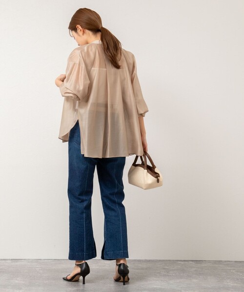 NOLLEY’S(ノーリーズ)の「バンドカラーシアーブラウス(シャツ/ブラウス・レディース・ベージュ/ネイビー/サックスブルー/イエロー・38)」の18枚目の写真