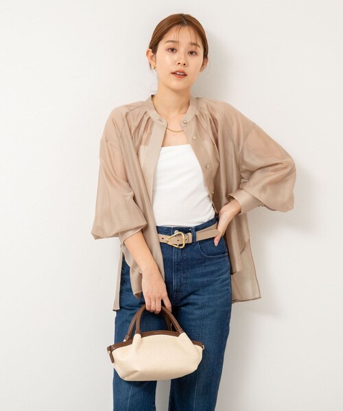 NOLLEY’S(ノーリーズ)の「バンドカラーシアーブラウス(シャツ/ブラウス・レディース・ベージュ/ネイビー/サックスブルー/イエロー・38)」の19枚目の写真