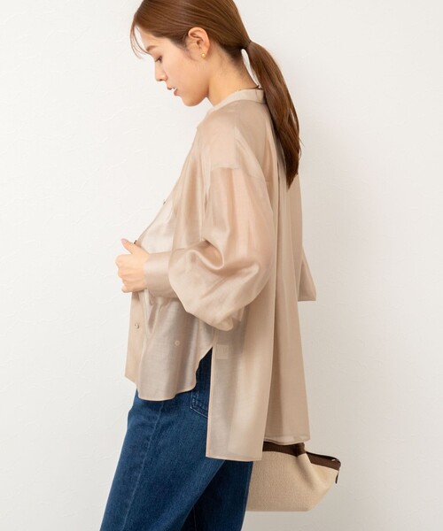 NOLLEY’S(ノーリーズ)の「バンドカラーシアーブラウス(シャツ/ブラウス・レディース・ベージュ/ネイビー/サックスブルー/イエロー・38)」の20枚目の写真