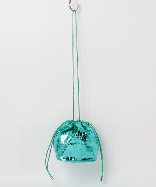 cache cache（カシュ カシュ）の「(cache cache)ソフトメタリッククロコ巾着バッグ（ショルダーバッグ・レディース・グリーン/シルバー・ONE SIZE）」の3枚目の写真