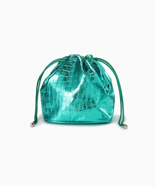 cache cache（カシュ カシュ）の「(cache cache)ソフトメタリッククロコ巾着バッグ（ショルダーバッグ・レディース・グリーン/シルバー・ONE SIZE）」の10枚目の写真