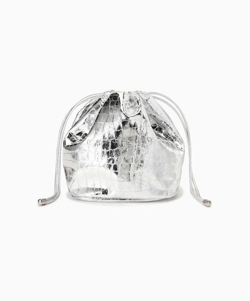 cache cache（カシュ カシュ）の「(cache cache)ソフトメタリッククロコ巾着バッグ（ショルダーバッグ・レディース・グリーン/シルバー・ONE SIZE）」の19枚目の写真