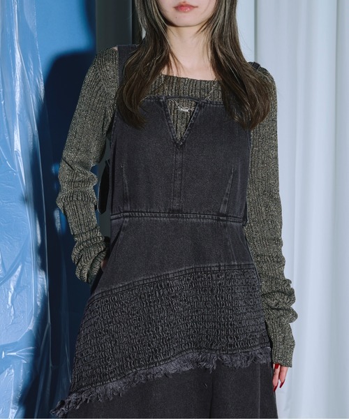 Ezick（エジック）の「lady mode　shirring　デザインデニムワンピース（ワンピース・レディース・ブラック/グレー・FREE）」の22枚目の写真