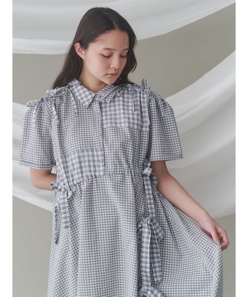 merry jenny(メリージェニー)の「ギンガムチェックリボンドロストワンピース(ワンピース・レディース・グレー/ベージュ/グリーン・FREE)」の17枚目の写真