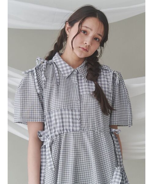 merry jenny(メリージェニー)の「ギンガムチェックリボンドロストワンピース(ワンピース・レディース・グレー/ベージュ/グリーン・FREE)」の10枚目の写真