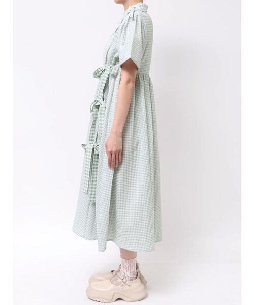 merry jenny(メリージェニー)の「ギンガムチェックリボンドロストワンピース(ワンピース・レディース・グレー/ベージュ/グリーン・FREE)」の8枚目の写真