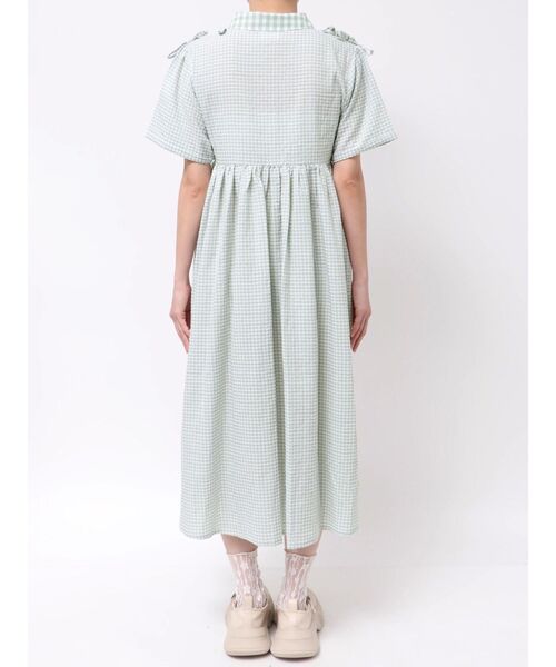merry jenny(メリージェニー)の「ギンガムチェックリボンドロストワンピース(ワンピース・レディース・グレー/ベージュ/グリーン・FREE)」の7枚目の写真