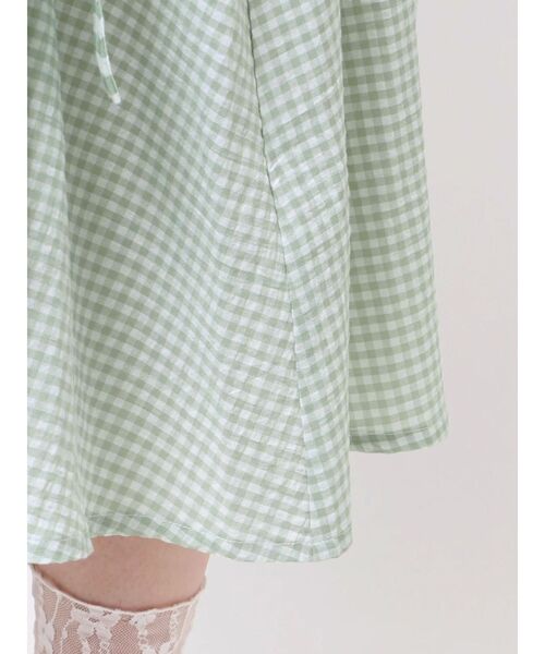 merry jenny(メリージェニー)の「ギンガムチェックリボンドロストワンピース(ワンピース・レディース・グレー/ベージュ/グリーン・FREE)」の4枚目の写真