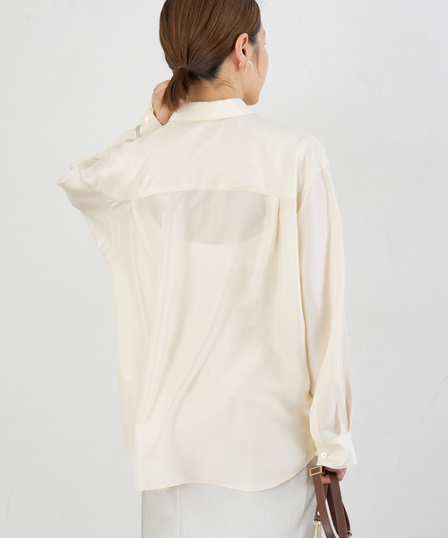 美品 イエナ IENA maison シルク バンドカラーシャツ アイボリー