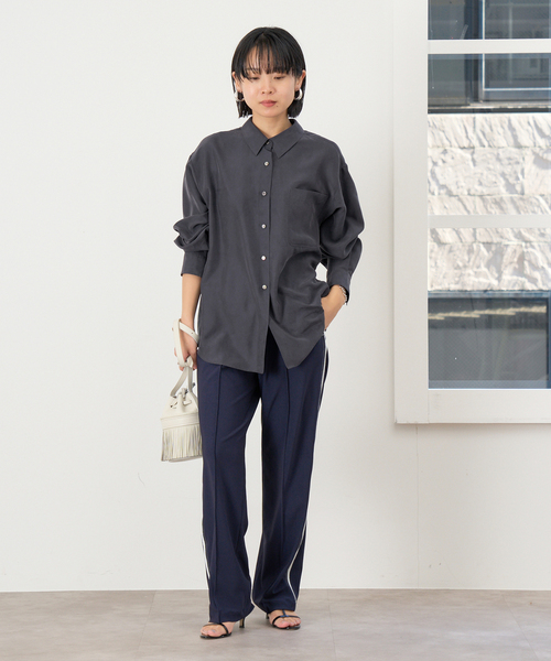 2023✨美品✨イエナラブークル 上質シルク100% シャツ　ブラウス　黒 セール】ウォッシャブル シルクシャツ（シャツ/ブラウス）｜IENA