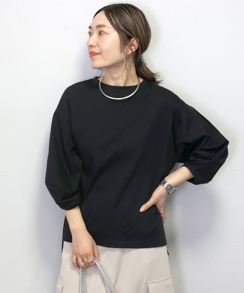 Aletta vita(アレッタビータ)の「シルケットスムースランタンスリーブプルオーバー(Tシャツ/カットソー・レディース・ブルー/オフホワイト/ブラック・FREE)」の16枚目の写真
