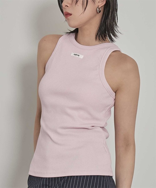 miette（ミエット）の「カップ付きロゴタグアメスリタンク（タンクトップ・レディース・ライトピンク/チャコール/ライトブルー/オフホワイト・FREE）」の4枚目の写真