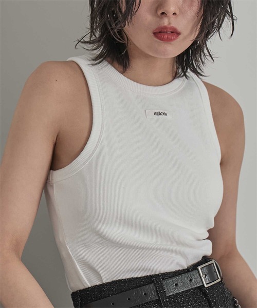 miette（ミエット）の「カップ付きロゴタグアメスリタンク（タンクトップ・レディース・ライトピンク/チャコール/ライトブルー/オフホワイト・FREE）」の2枚目の写真