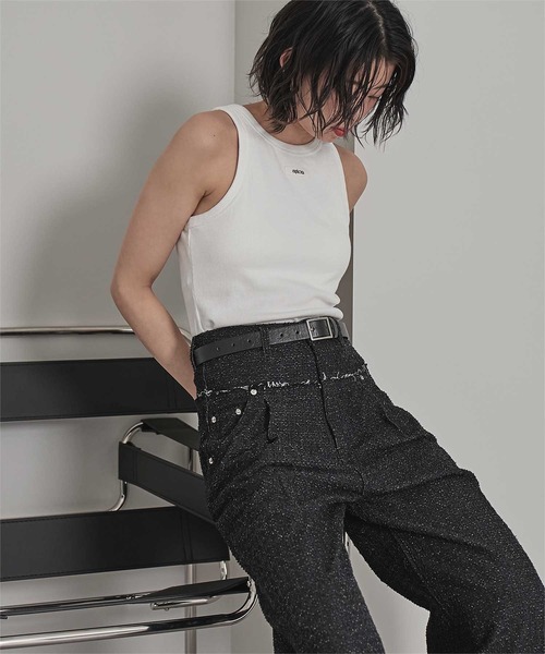 miette（ミエット）の「カップ付きロゴタグアメスリタンク（タンクトップ・レディース・ライトピンク/チャコール/ライトブルー/オフホワイト・FREE）」の6枚目の写真