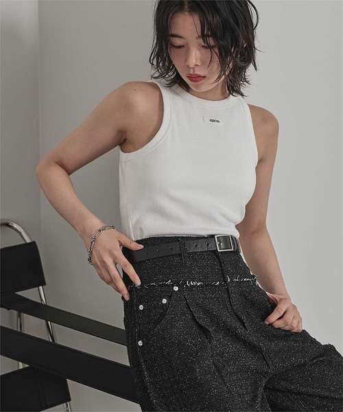 miette（ミエット）の「カップ付きロゴタグアメスリタンク（タンクトップ・レディース・ライトピンク/チャコール/ライトブルー/オフホワイト・FREE）」の8枚目の写真