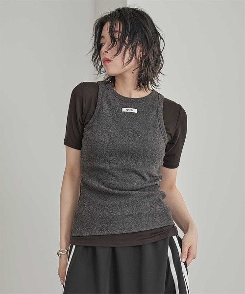 miette（ミエット）の「カップ付きロゴタグアメスリタンク（タンクトップ・レディース・ライトピンク/チャコール/ライトブルー/オフホワイト・FREE）」の13枚目の写真