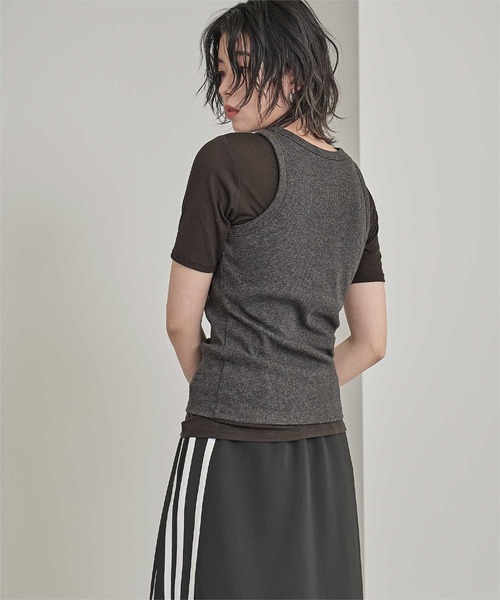 miette（ミエット）の「カップ付きロゴタグアメスリタンク（タンクトップ・レディース・ライトピンク/チャコール/ライトブルー/オフホワイト・FREE）」の15枚目の写真