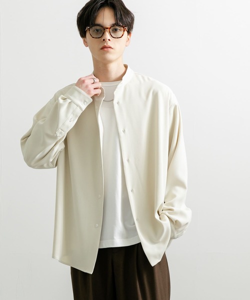 SENSE OF PLACE by URBAN RESEARCH（センスオブプレイスバイアーバンリサーチ）の「『ユニセックス』アムンゼンバンドカラーシャツ（シャツ/ブラウス・メンズ・ライトグレー/チャコールグレー/ライトベージュ・MEDIUM/LARGE）」の22枚目の写真