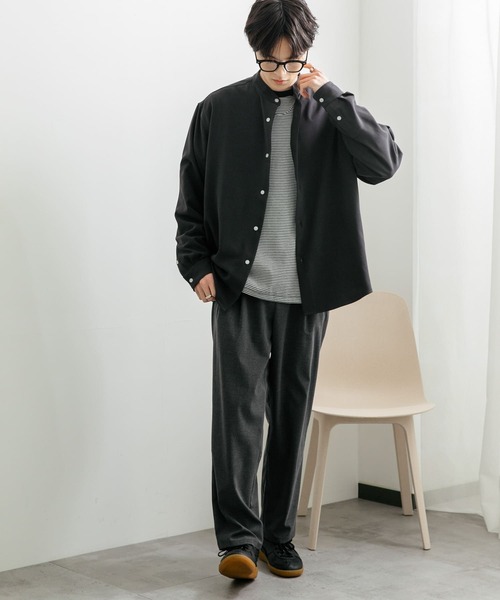 SENSE OF PLACE by URBAN RESEARCH（センスオブプレイスバイアーバンリサーチ）の「『ユニセックス』アムンゼンバンドカラーシャツ（シャツ/ブラウス・メンズ・ライトグレー/チャコールグレー/ライトベージュ・MEDIUM/LARGE）」の12枚目の写真