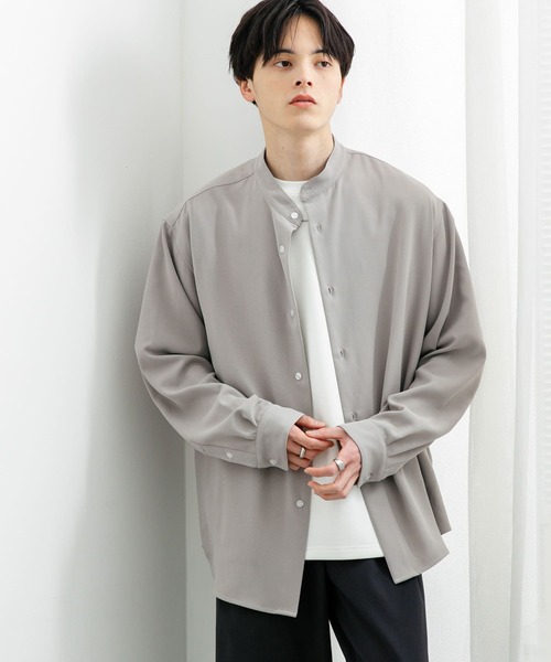 SENSE OF PLACE by URBAN RESEARCH（センスオブプレイスバイアーバンリサーチ）の「『ユニセックス』アムンゼンバンドカラーシャツ（シャツ/ブラウス・メンズ・ライトグレー/チャコールグレー/ライトベージュ・MEDIUM/LARGE）」の13枚目の写真