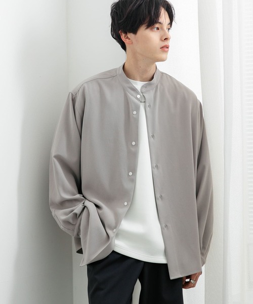 SENSE OF PLACE by URBAN RESEARCH（センスオブプレイスバイアーバンリサーチ）の「『ユニセックス』アムンゼンバンドカラーシャツ（シャツ/ブラウス・メンズ・ライトグレー/チャコールグレー/ライトベージュ・MEDIUM/LARGE）」の15枚目の写真