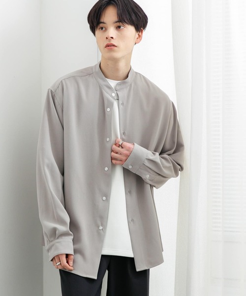 SENSE OF PLACE by URBAN RESEARCH（センスオブプレイスバイアーバンリサーチ）の「『ユニセックス』アムンゼンバンドカラーシャツ（シャツ/ブラウス・メンズ・ライトグレー/チャコールグレー/ライトベージュ・MEDIUM/LARGE）」の16枚目の写真