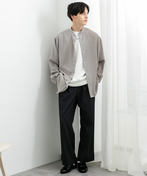 SENSE OF PLACE by URBAN RESEARCH（センスオブプレイスバイアーバンリサーチ）の「『ユニセックス』アムンゼンバンドカラーシャツ（シャツ/ブラウス・メンズ・ライトグレー/チャコールグレー/ライトベージュ・MEDIUM/LARGE）」の18枚目の写真