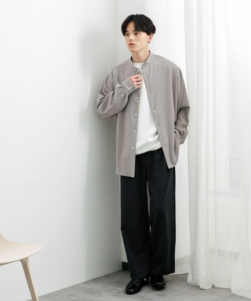 SENSE OF PLACE by URBAN RESEARCH（センスオブプレイスバイアーバンリサーチ）の「『ユニセックス』アムンゼンバンドカラーシャツ（シャツ/ブラウス・メンズ・ライトグレー/チャコールグレー/ライトベージュ・MEDIUM/LARGE）」の19枚目の写真