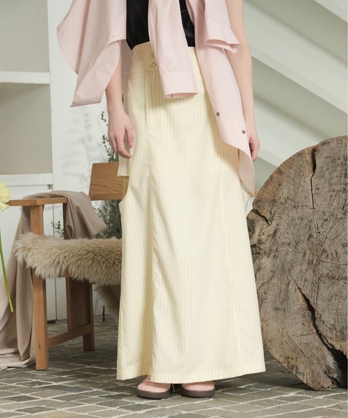 loin nuit（ロワンニュイ）の「side open design skirt / サイドオープンデザインスカート（スカート・レディース・アイボリー/ネイビー・FREE）」の17枚目の写真