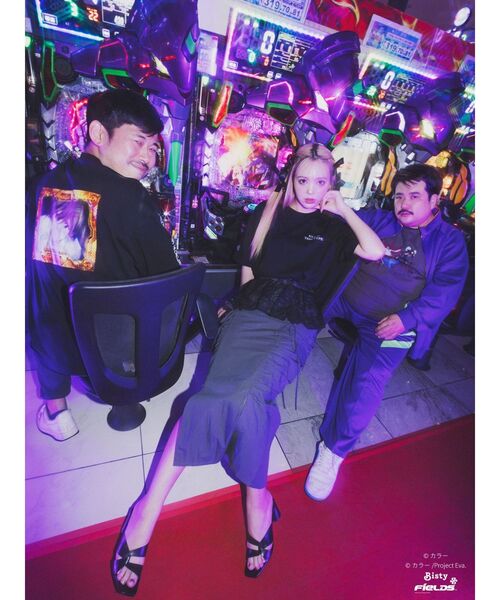 【即日発送】【エヴァンゲリオンコラボ】初号機格納庫 TEE 黒　ブラック　フリー CALNAMUR tシャツ 「エヴァンゲリオンコラボ」初号機格納庫 TEE