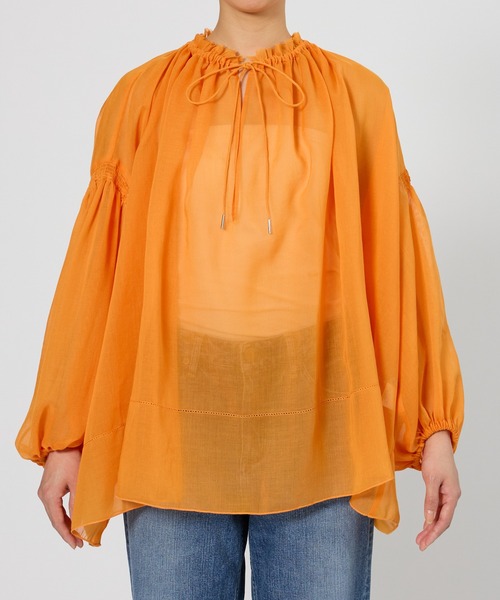 BABYLONE（バビロン）の「2WAYオーガンジーブラウス（シャツ/ブラウス・レディース・ベージュ/バーガンディー/オレンジ・フリー）」の4枚目の写真
