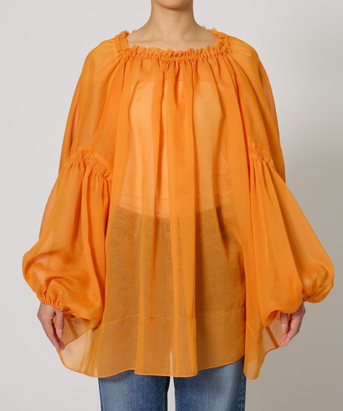 BABYLONE（バビロン）の「2WAYオーガンジーブラウス（シャツ/ブラウス・レディース・ベージュ/バーガンディー/オレンジ・フリー）」の7枚目の写真