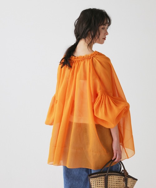 BABYLONE（バビロン）の「2WAYオーガンジーブラウス（シャツ/ブラウス・レディース・ベージュ/バーガンディー/オレンジ・フリー）」の16枚目の写真