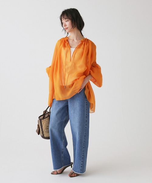 BABYLONE（バビロン）の「2WAYオーガンジーブラウス（シャツ/ブラウス・レディース・ベージュ/バーガンディー/オレンジ・フリー）」の22枚目の写真