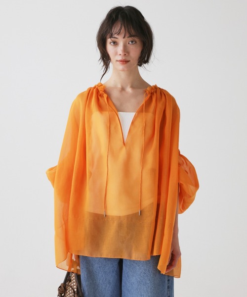 BABYLONE（バビロン）の「2WAYオーガンジーブラウス（シャツ/ブラウス・レディース・ベージュ/バーガンディー/オレンジ・フリー）」の15枚目の写真