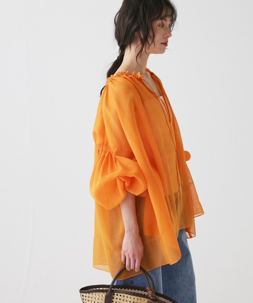 BABYLONE（バビロン）の「2WAYオーガンジーブラウス（シャツ/ブラウス・レディース・ベージュ/バーガンディー/オレンジ・フリー）」の18枚目の写真
