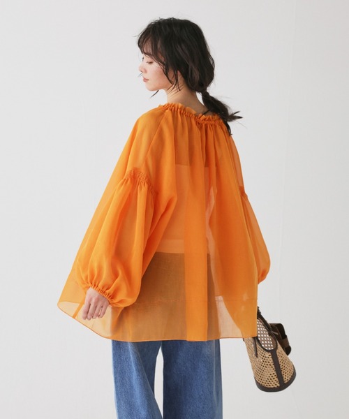 BABYLONE（バビロン）の「2WAYオーガンジーブラウス（シャツ/ブラウス・レディース・ベージュ/バーガンディー/オレンジ・フリー）」の17枚目の写真