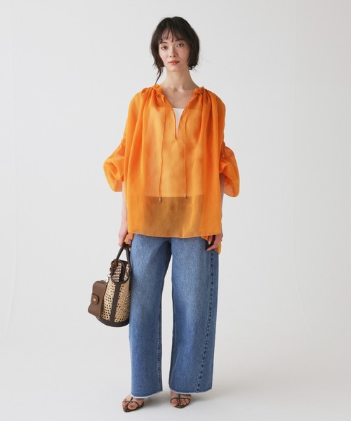 BABYLONE（バビロン）の「2WAYオーガンジーブラウス（シャツ/ブラウス・レディース・ベージュ/バーガンディー/オレンジ・フリー）」の19枚目の写真