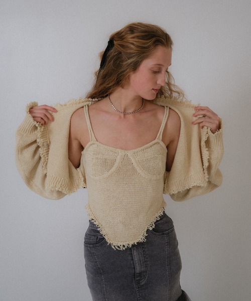 HONEY MI HONEY（ハニーミーハニー）の「corset knit camisole（キャミソール・レディース・ベージュ/ホワイト/ブラック・FREE）」の3枚目の写真