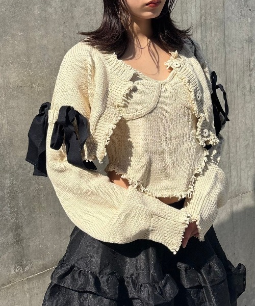 HONEY MI HONEY（ハニーミーハニー）の「corset knit camisole（キャミソール・レディース・ベージュ/ホワイト/ブラック・FREE）」の7枚目の写真