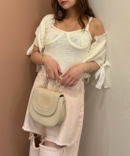 HONEY MI HONEY（ハニーミーハニー）の「corset knit camisole（キャミソール・レディース・ベージュ/ホワイト/ブラック・FREE）」の12枚目の写真