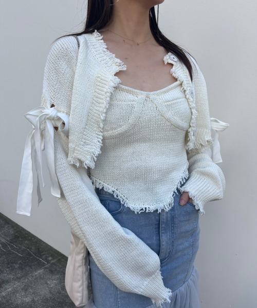 HONEY MI HONEY（ハニーミーハニー）の「corset knit camisole（キャミソール・レディース・ベージュ/ホワイト/ブラック・FREE）」の13枚目の写真