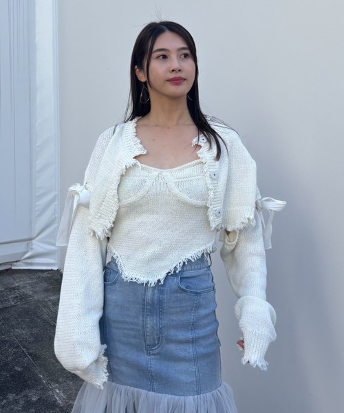 HONEY MI HONEY（ハニーミーハニー）の「corset knit camisole（キャミソール・レディース・ベージュ/ホワイト/ブラック・FREE）」の14枚目の写真