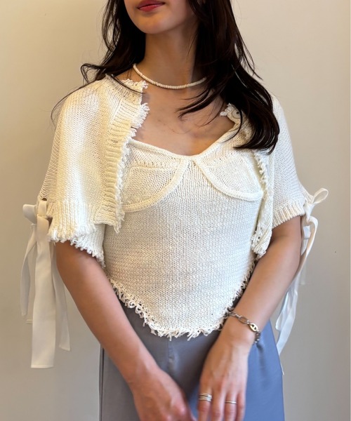 HONEY MI HONEY（ハニーミーハニー）の「corset knit camisole（キャミソール・レディース・ベージュ/ホワイト/ブラック・FREE）」の17枚目の写真